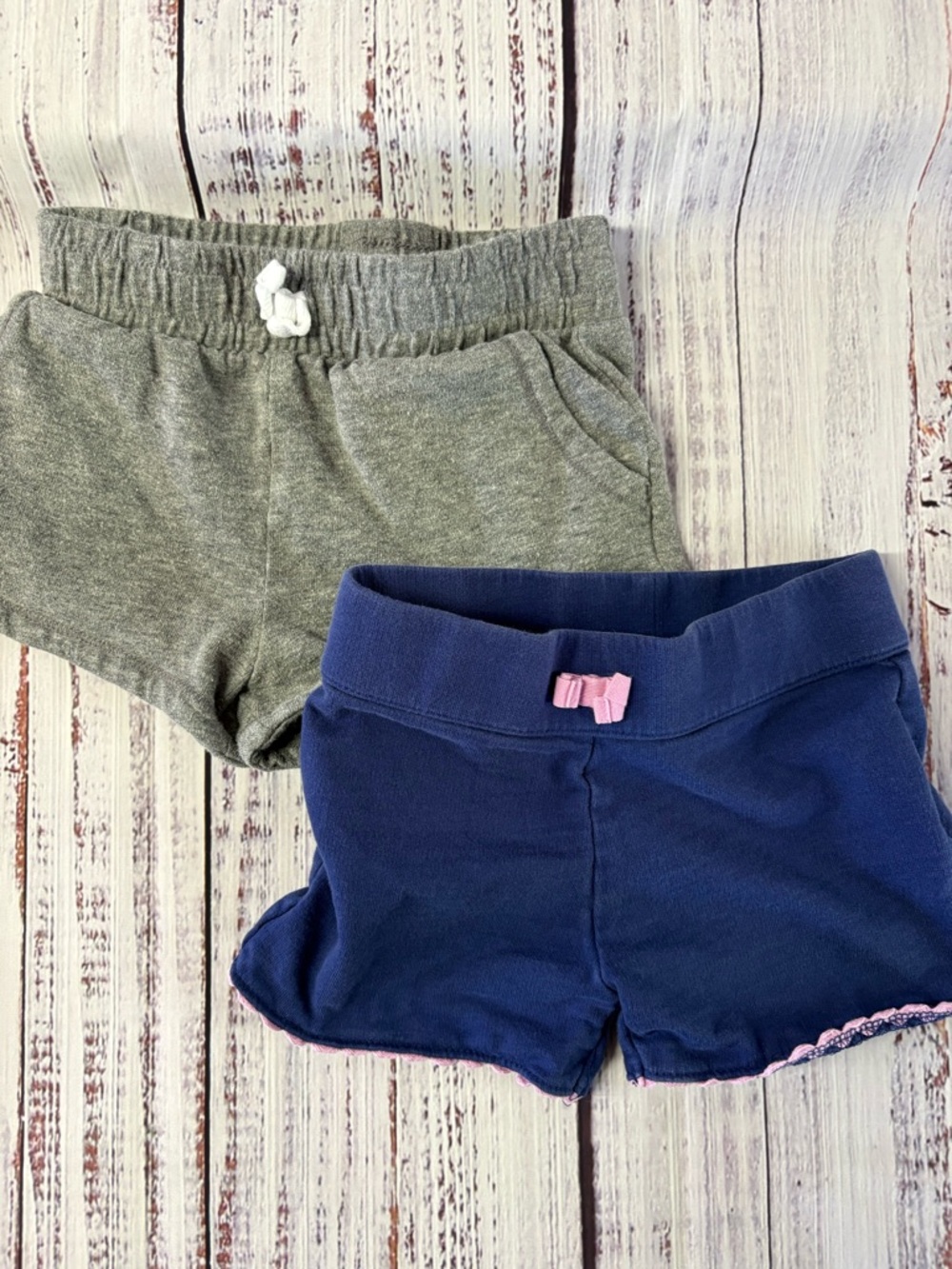Carter's Navy and Gray Girls' Knit Shorts Duo with Pink Bow